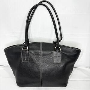 CATS & Dogs Black Pebbled Genuine Leather Tote Bag Made Spain Large